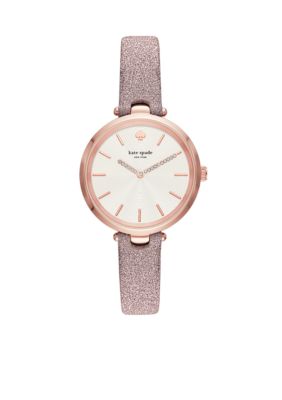 kate spade new york® Rose Gold-Tone Holland Three-Hand Fabric Watch | belk