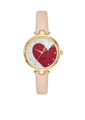 kate spade new york® Gold-Tone Holland Heart Vachetta Leather Watch | belk