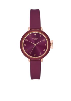 kate spade new york® Rose Gold-Tone Park Row Purple Silicone Watch | belk