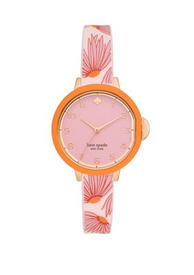 kate spade new york® Park Row Three-Hand Matte Pink Floral-Print Silicone  Watch | belk