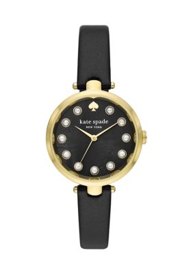 Kate Spade New York Women's Holland Three Hand Black Leather Watch