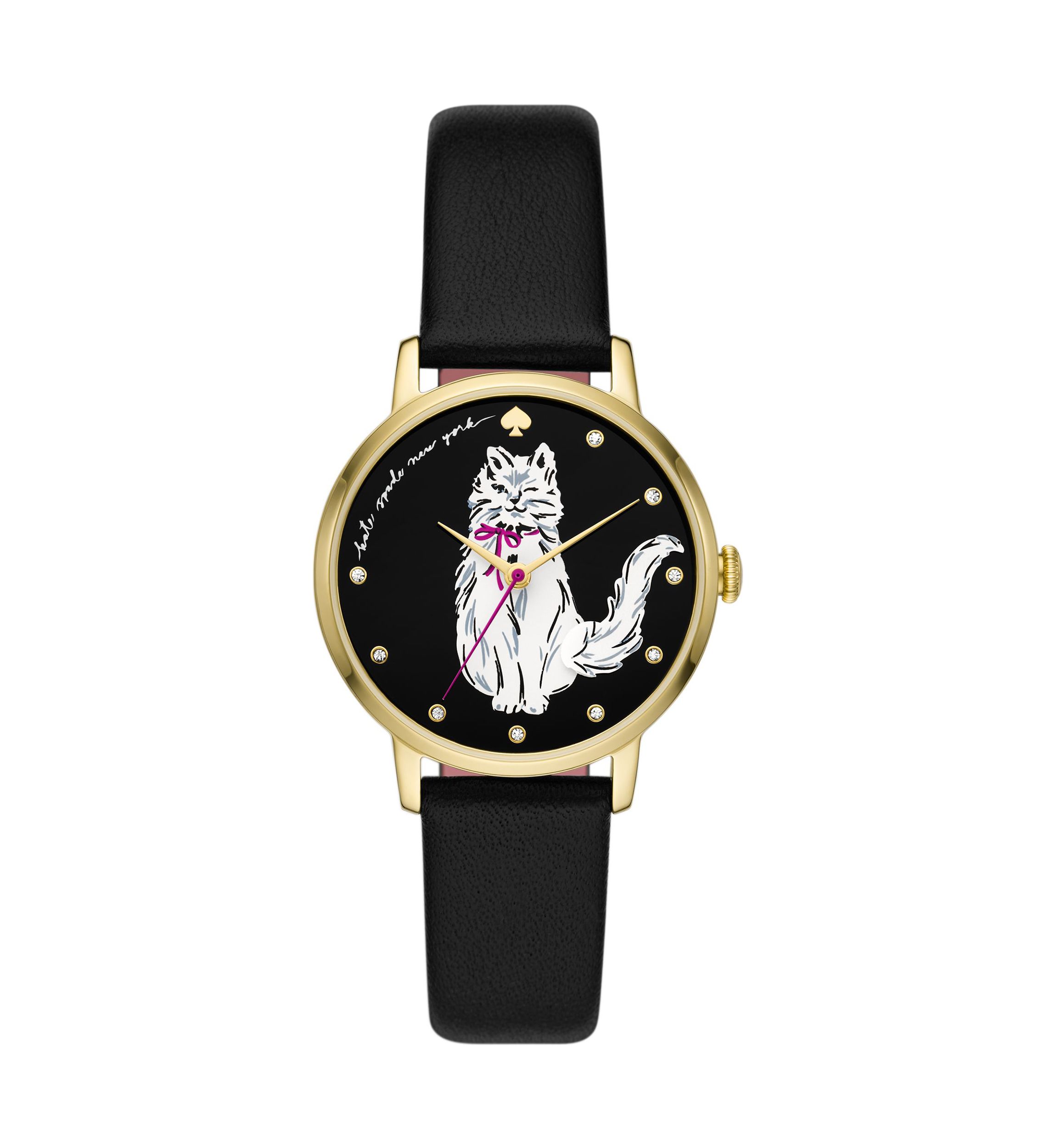 Cat Black Leather Watch 