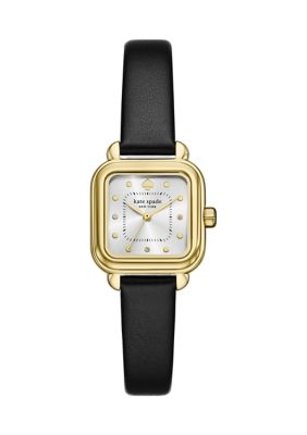 kate spade new york® Gracie Square Black Leather Watch | Belk