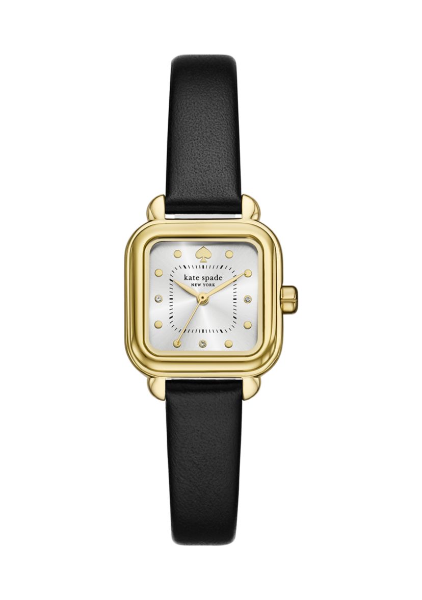 Gracie Square Black Leather Watch