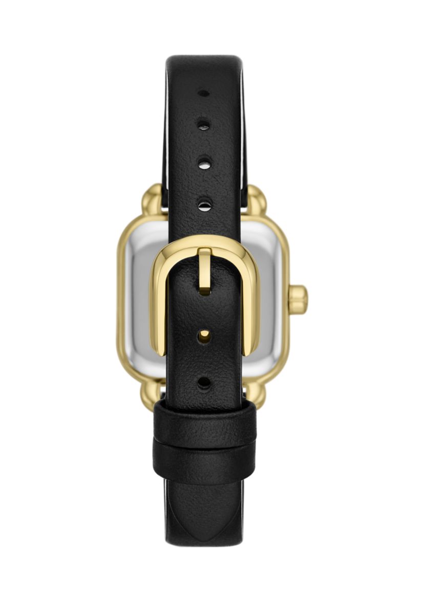 Gracie Square Black Leather Watch