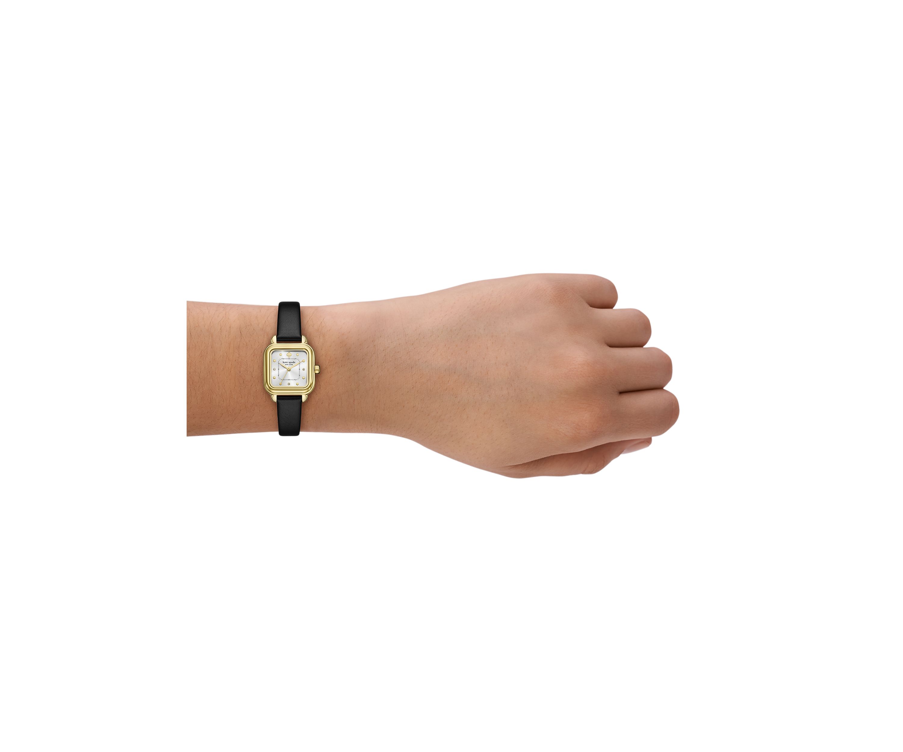 Gracie Square Black Leather Watch