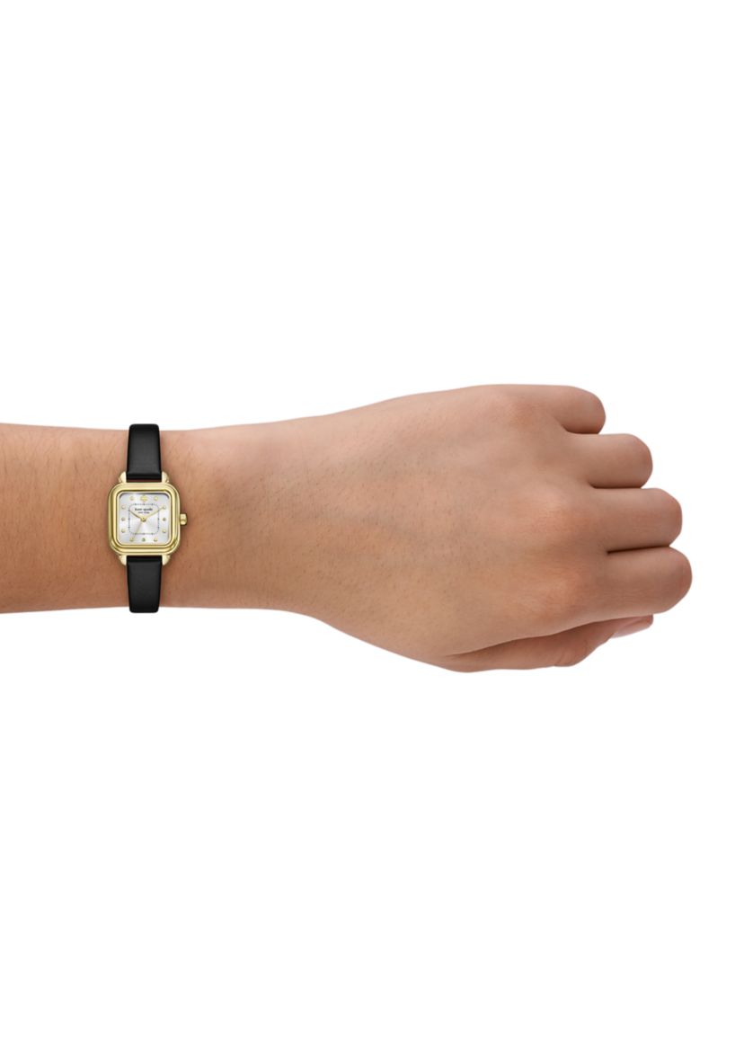 Gracie Square Black Leather Watch