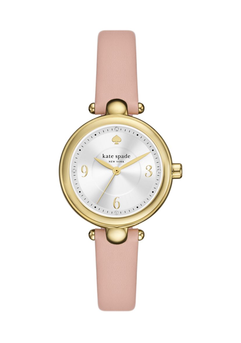 Gracie Round Leather Strap Watch