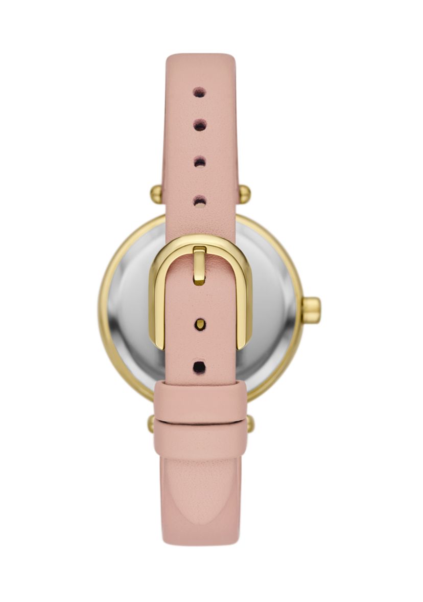 Gracie Round Leather Strap Watch