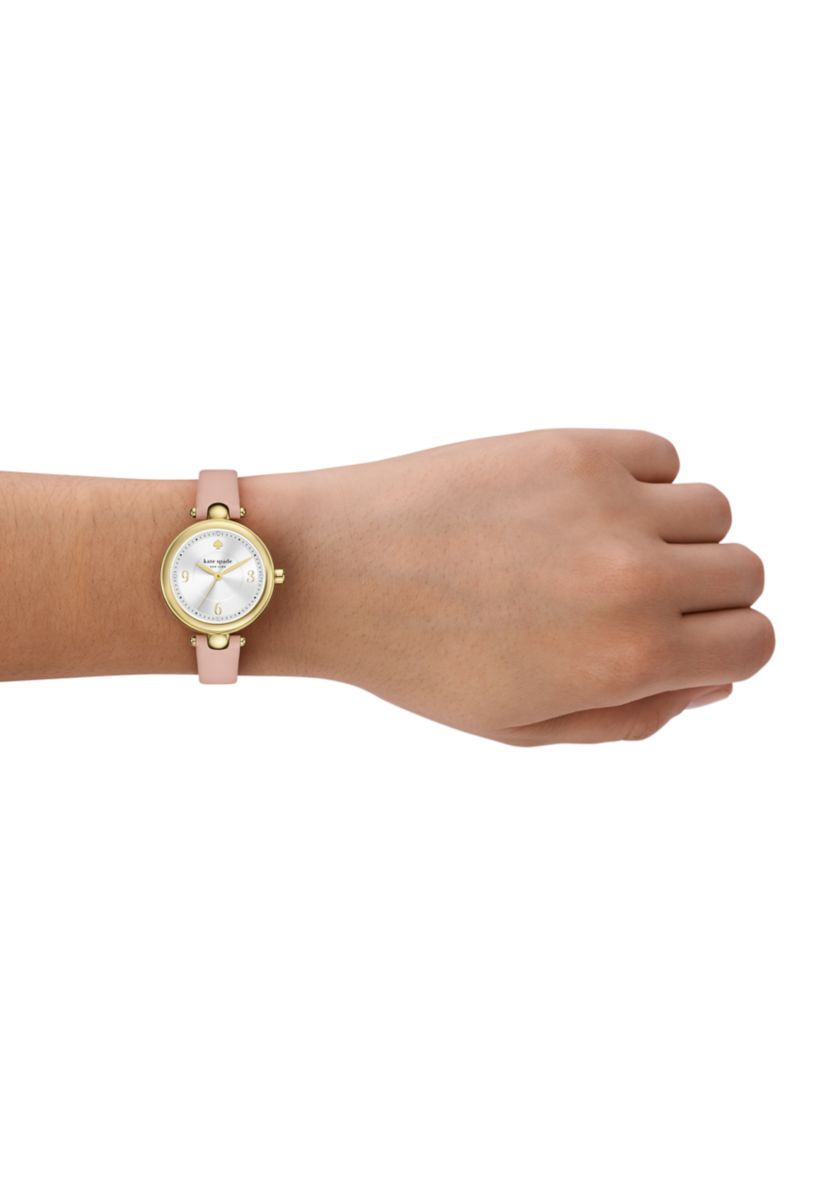 Gracie Round Leather Strap Watch