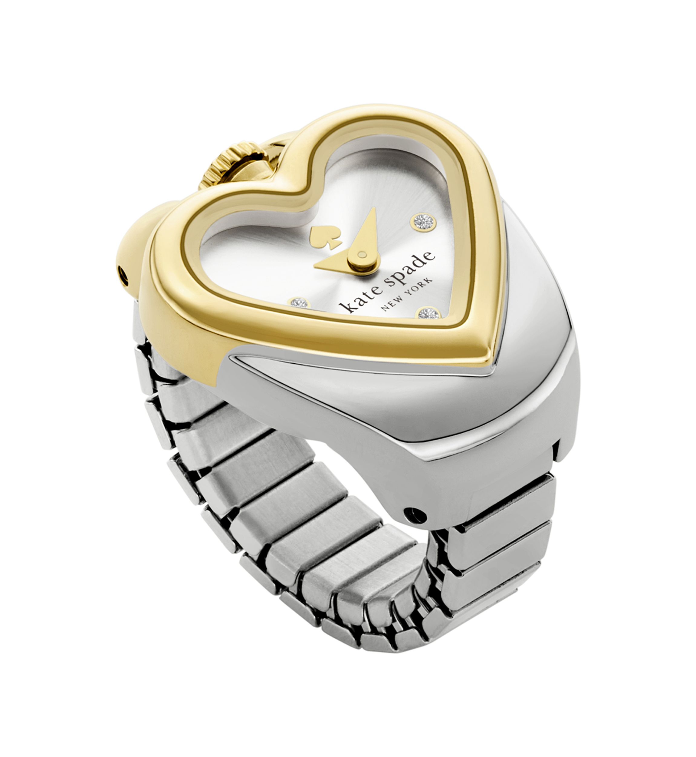 Two Tone Monroe Heart Watch Ring