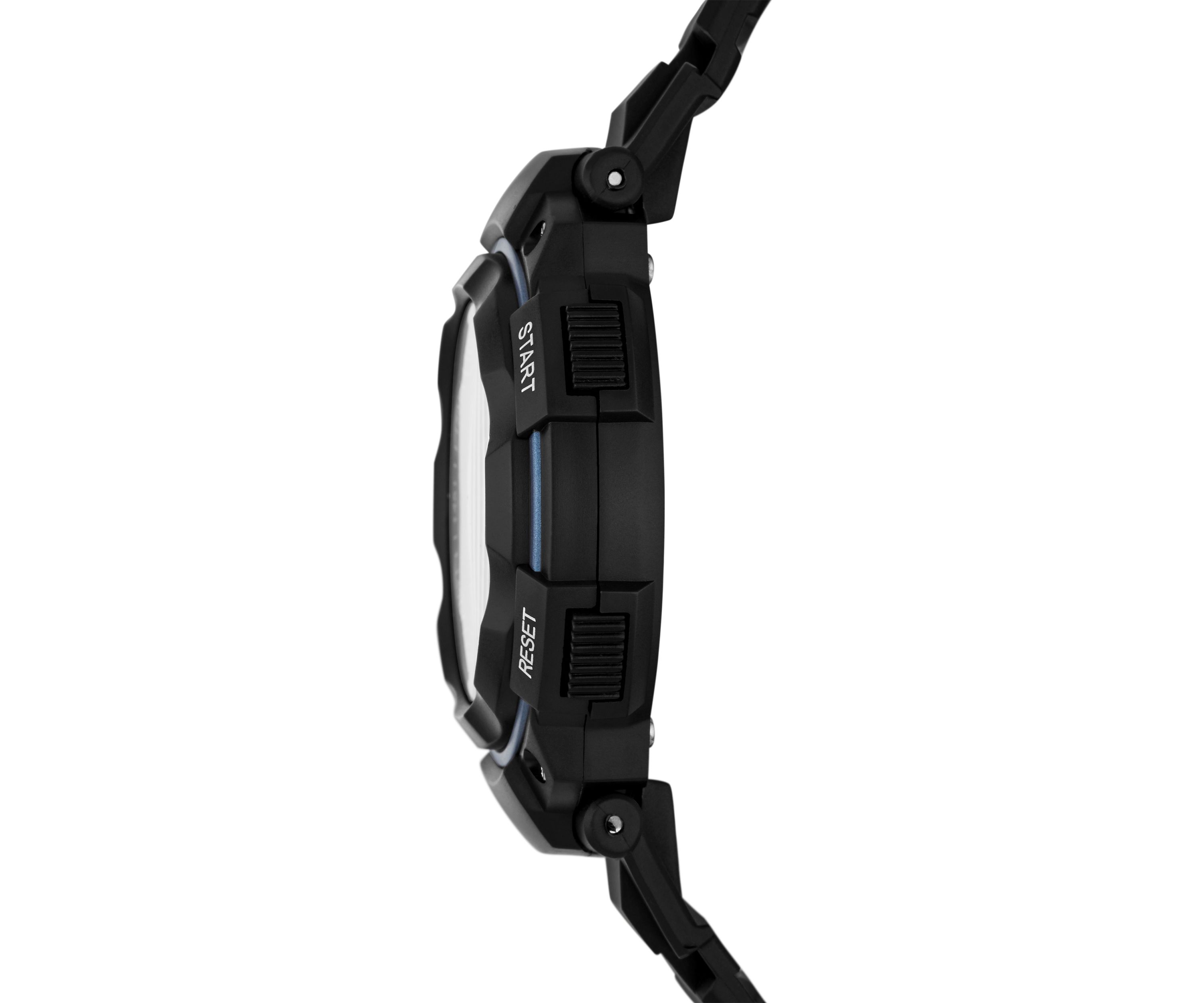 Ruhland 45 Millimeter Sport Digital Chronograph Watch with Plastic Strap and Case, Black and Blue