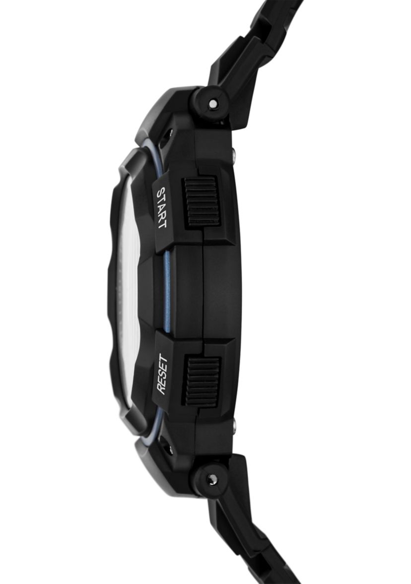 Ruhland 45 Millimeter Sport Digital Chronograph Watch with Plastic Strap and Case, Black and Blue