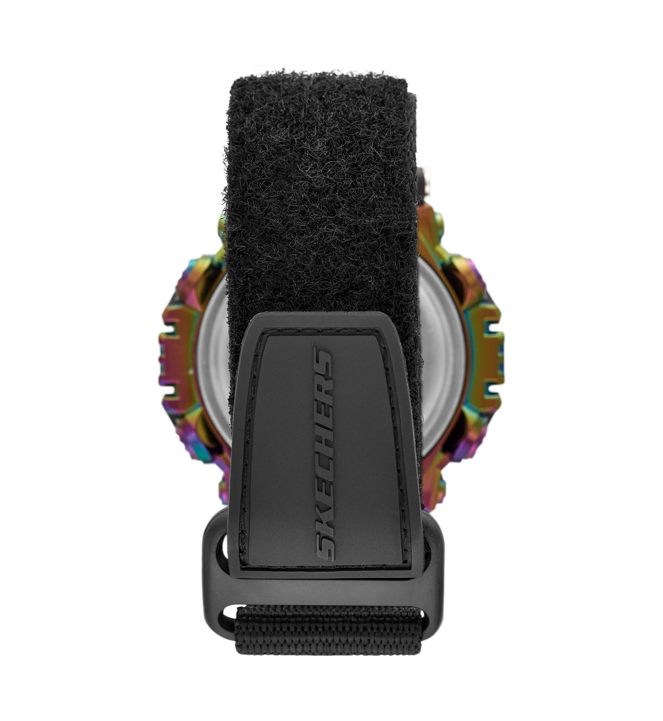 Keats 55 Millimeter Sport Digital Chronograph Watch with Fast Wrap Strap and Plastic Case, Black and Iridescent