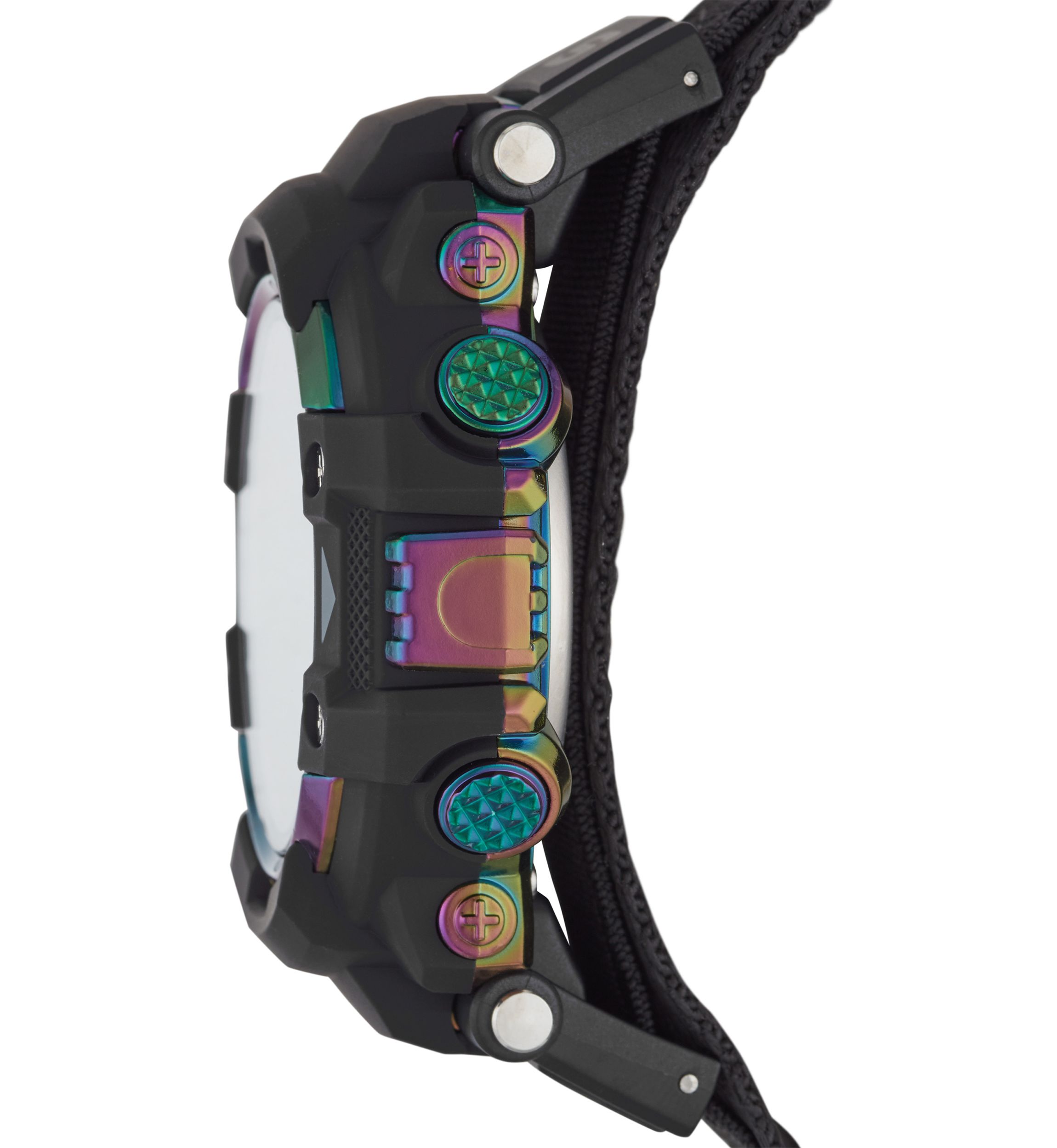 Keats 55 Millimeter Sport Digital Chronograph Watch with Fast Wrap Strap and Plastic Case, Black and Iridescent