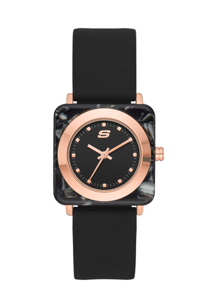 Womens Calabar Square Three Hand Silicone Watch
