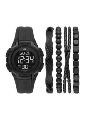 Skechers Men's Black Stackable Watch Set