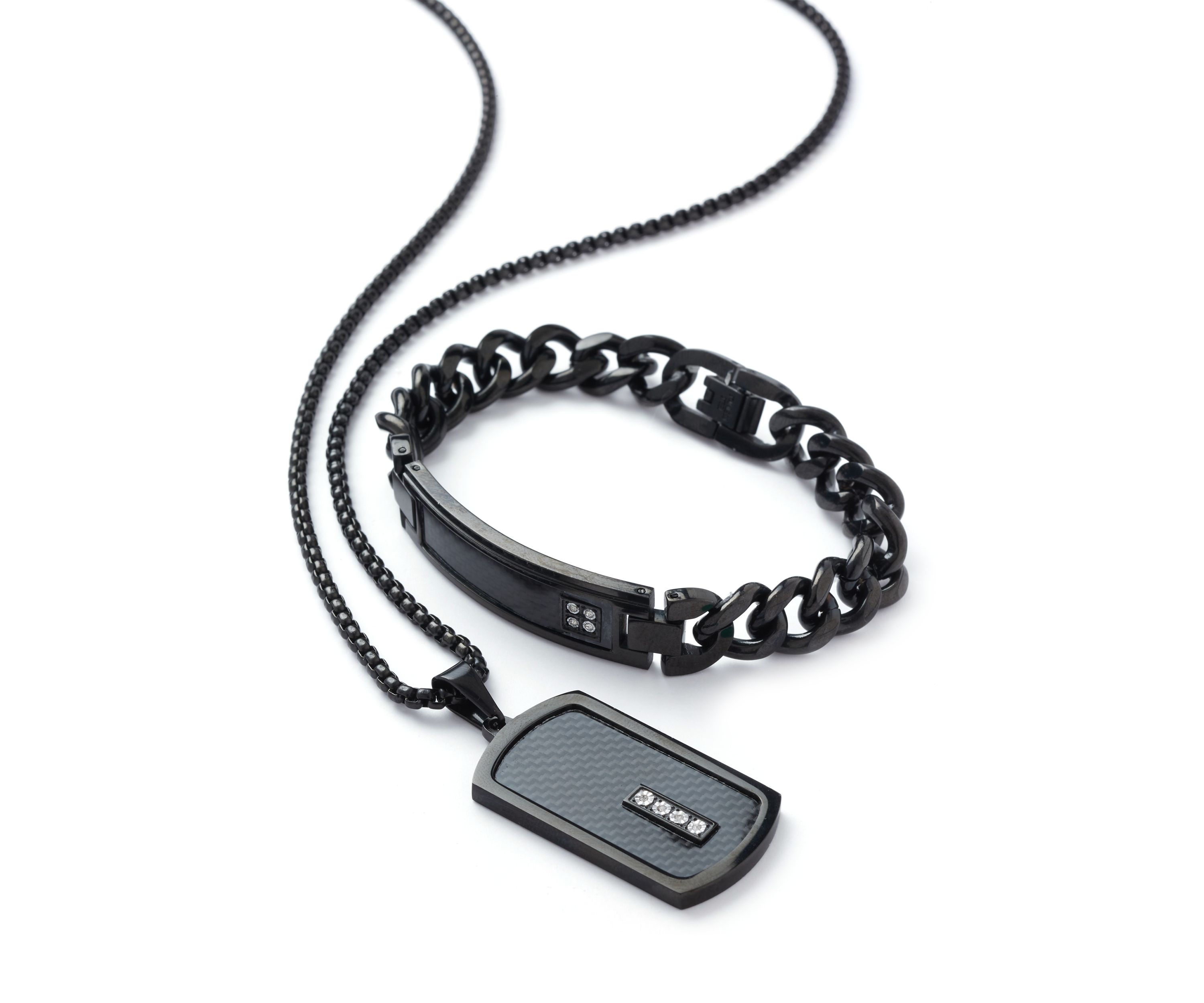 Gunmetal Pendant Necklace and Bracelet Set