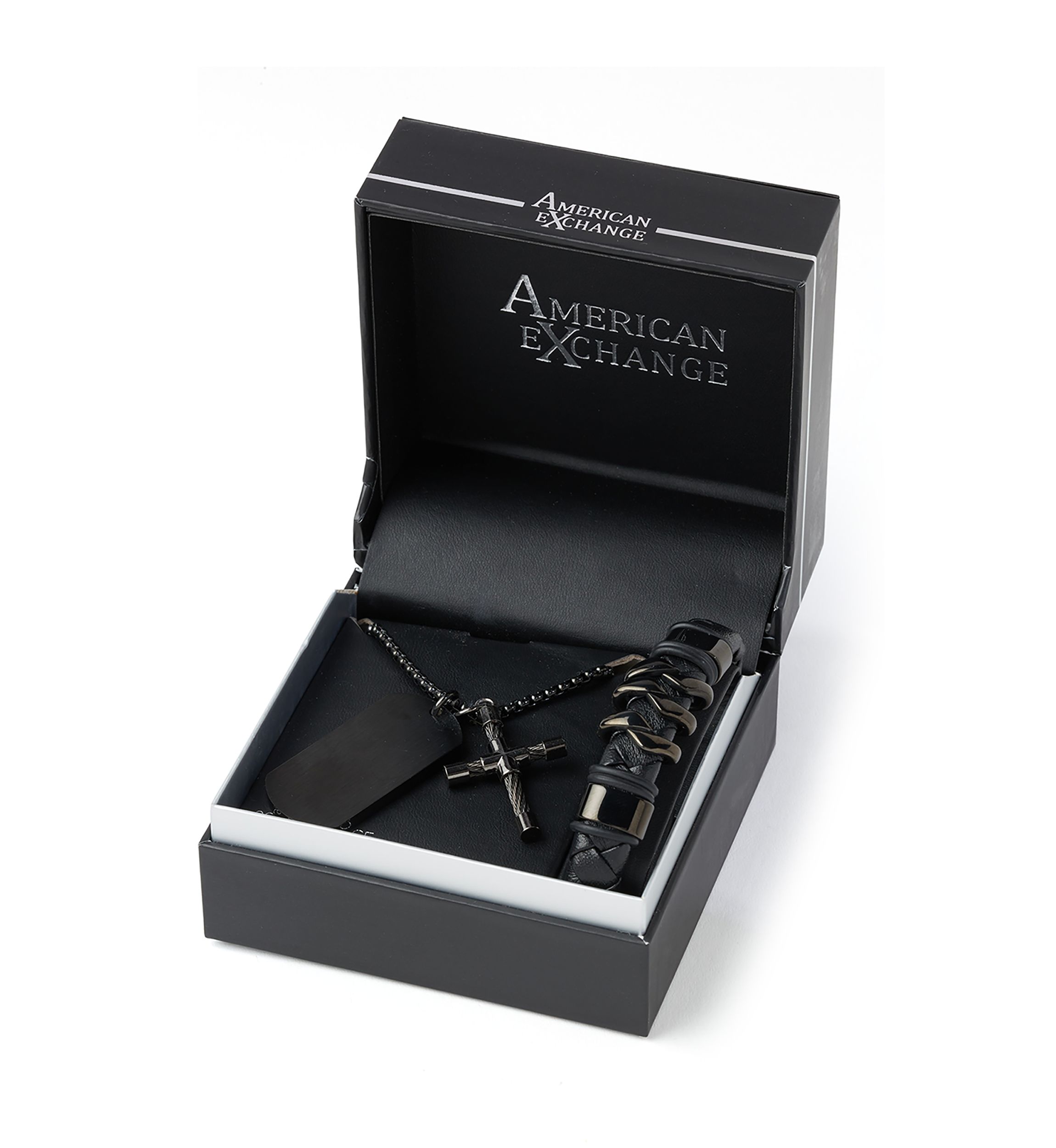 Gunmetal Bracelet and Pendant Necklace Set