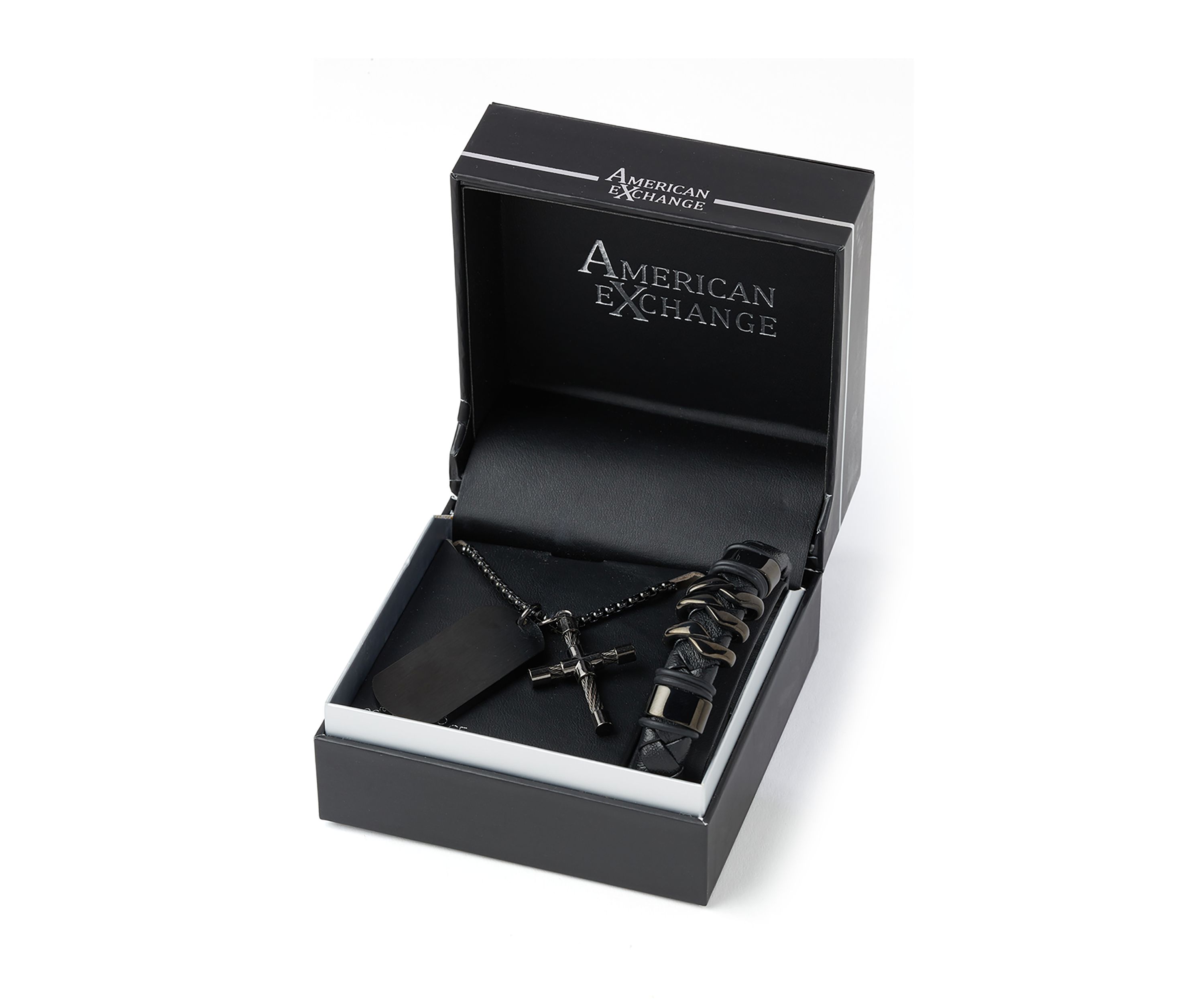 Gunmetal Bracelet and Pendant Necklace Set