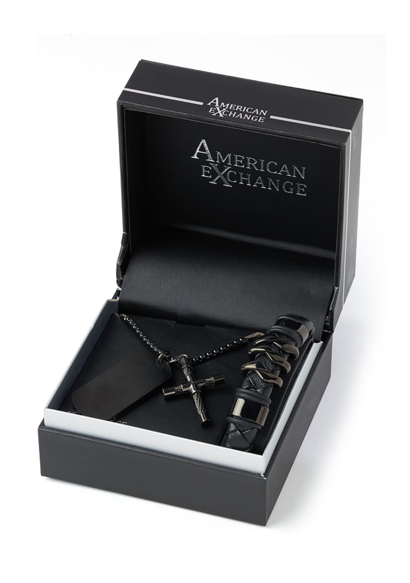 Gunmetal Bracelet and Pendant Necklace Set