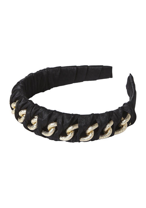 evie & emma Black Braided Gold Chain Headband