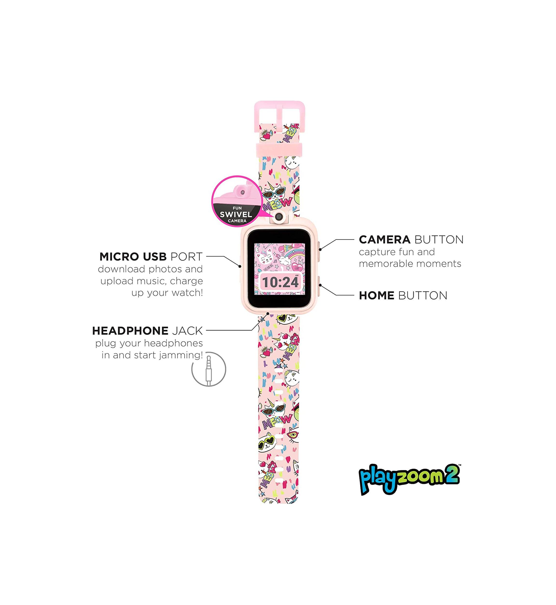 PlayZoom 2 Kids Smartwatch: Blush Cat Print