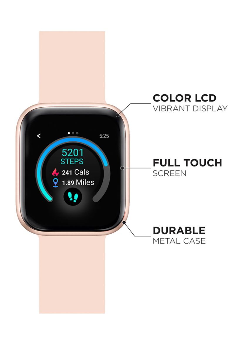 iTouch Air 3 Touchscreen Smartwatch Fitness Tracker for Men and Women: Rose Gold Case with Blush Strap