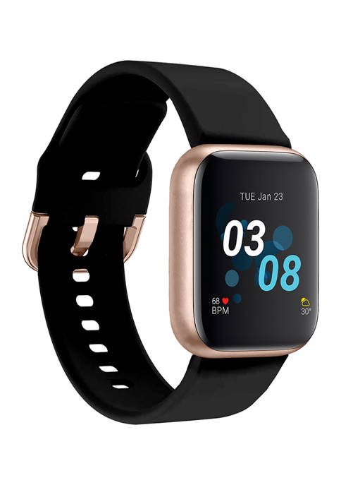 Air 3 Touchscreen Smartwatch Fitness Tracker for Men and Women: Rose Gold Case with Black Strap (40 Millimeter)