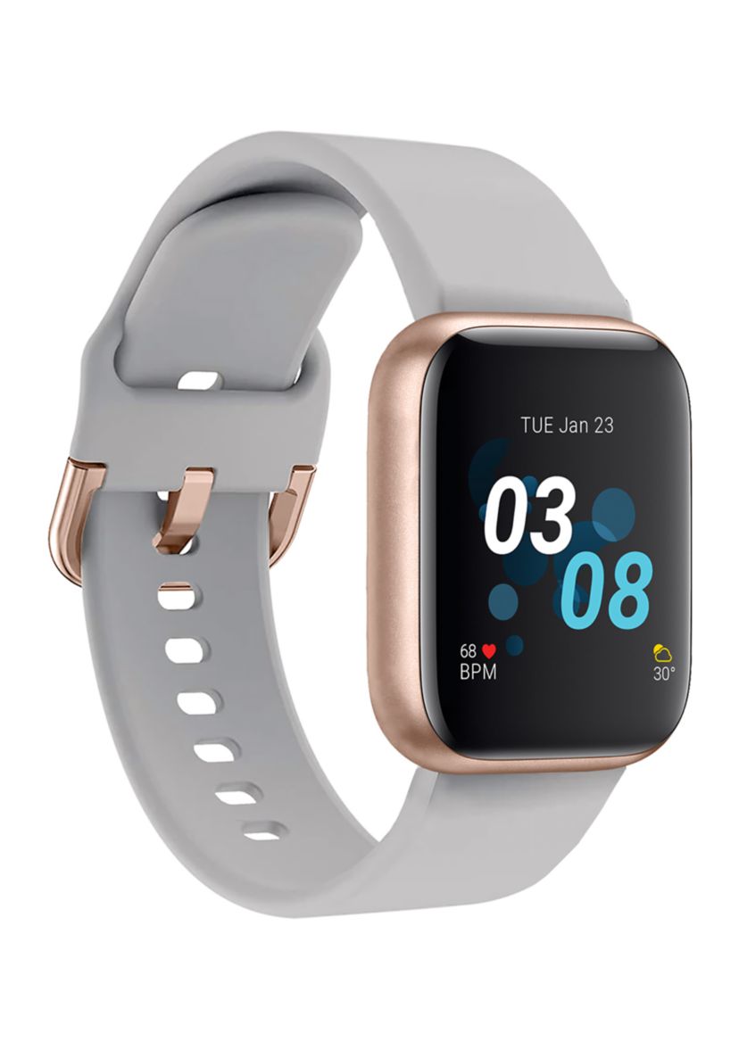 Air 3 Touchscreen Smartwatch Fitness Tracker for Men and Women: Rose Gold Case with Gray Strap (40 Millimeter)