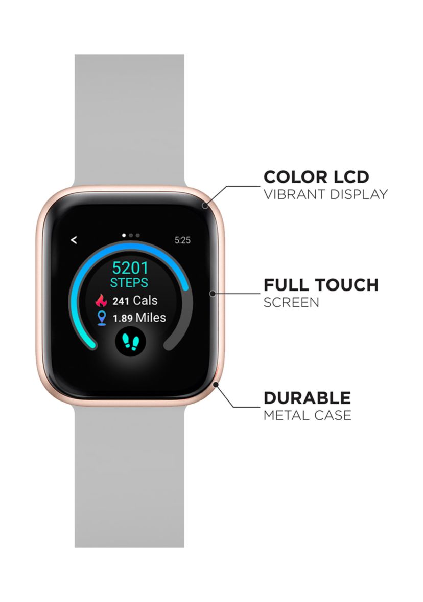 Air 3 Touchscreen Smartwatch Fitness Tracker for Men and Women: Rose Gold Case with Gray Strap (40 Millimeter)