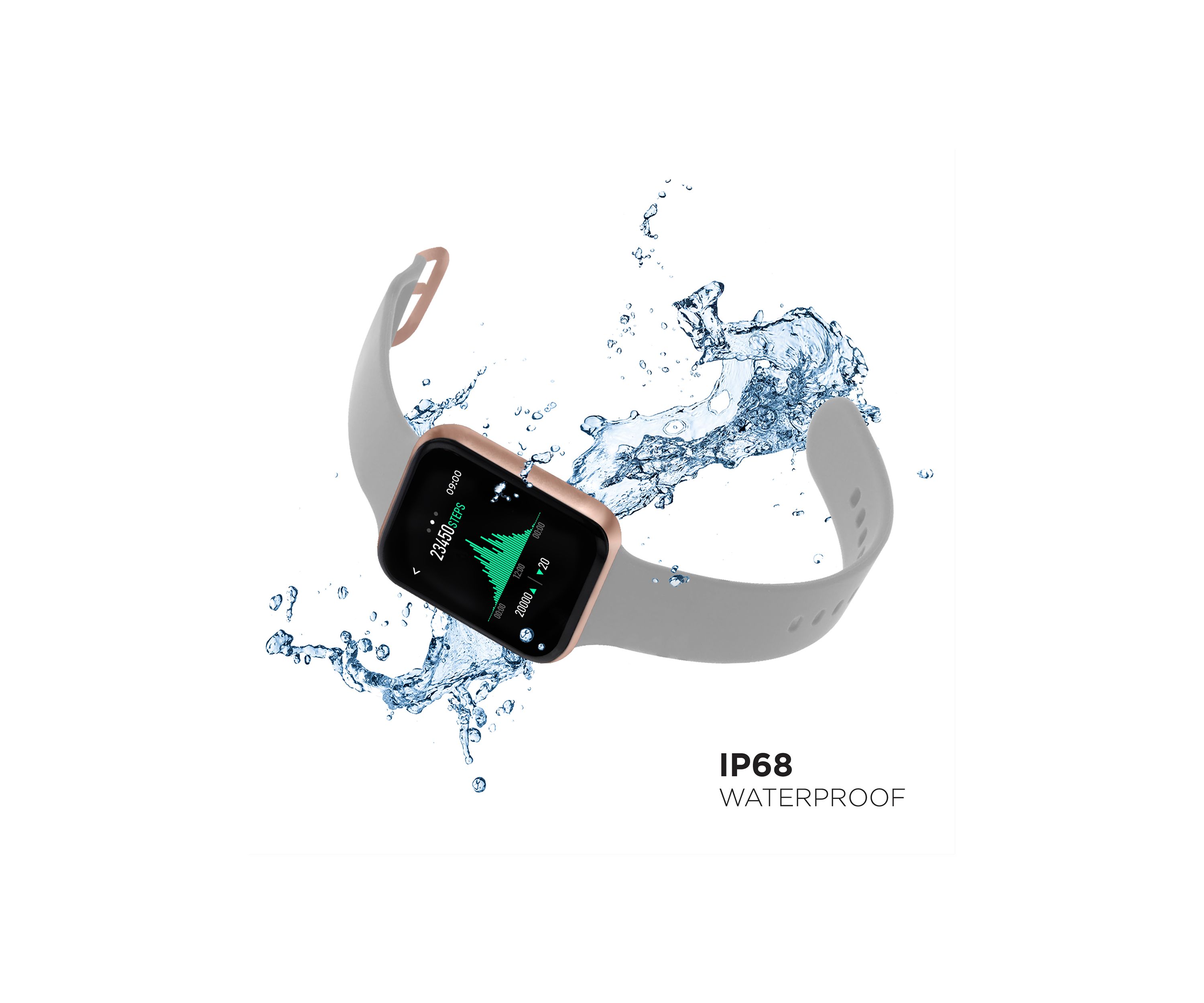 Air 3 Touchscreen Smartwatch Fitness Tracker for Men and Women: Rose Gold Case with Gray Strap (40 Millimeter)