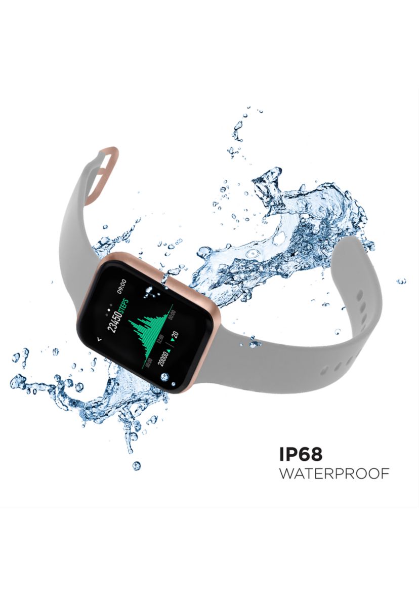 Air 3 Touchscreen Smartwatch Fitness Tracker for Men and Women: Rose Gold Case with Gray Strap (40 Millimeter)