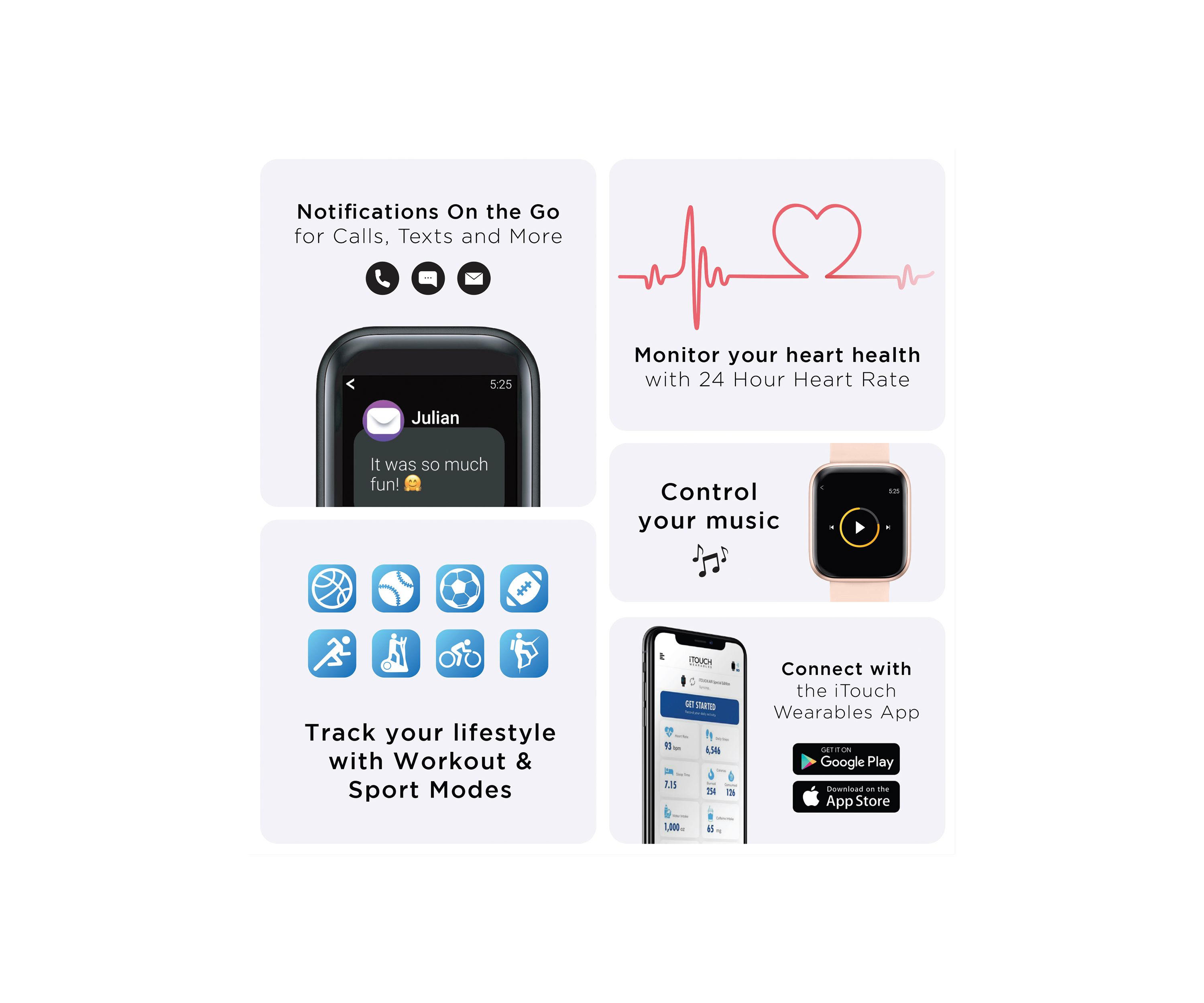 Air 3 Touchscreen Smartwatch Fitness Tracker for Men and Women: Rose Gold Case with Gray Strap (40 Millimeter)