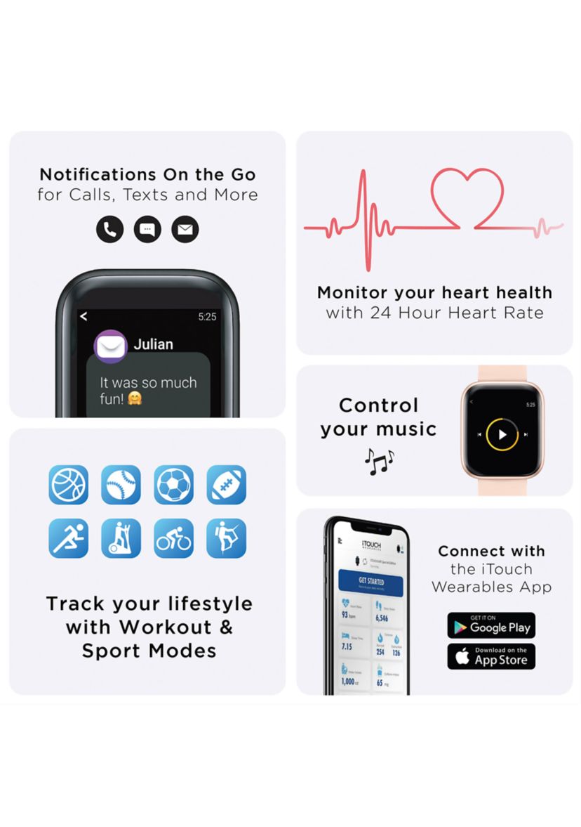 Air 3 Touchscreen Smartwatch Fitness Tracker for Men and Women: Rose Gold Case with Gray Strap (40 Millimeter)