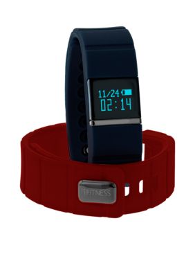 iTouch Wearables Men's Hematite-Tone iFITNESS Red Activity Tracker  Interchangeable Watch