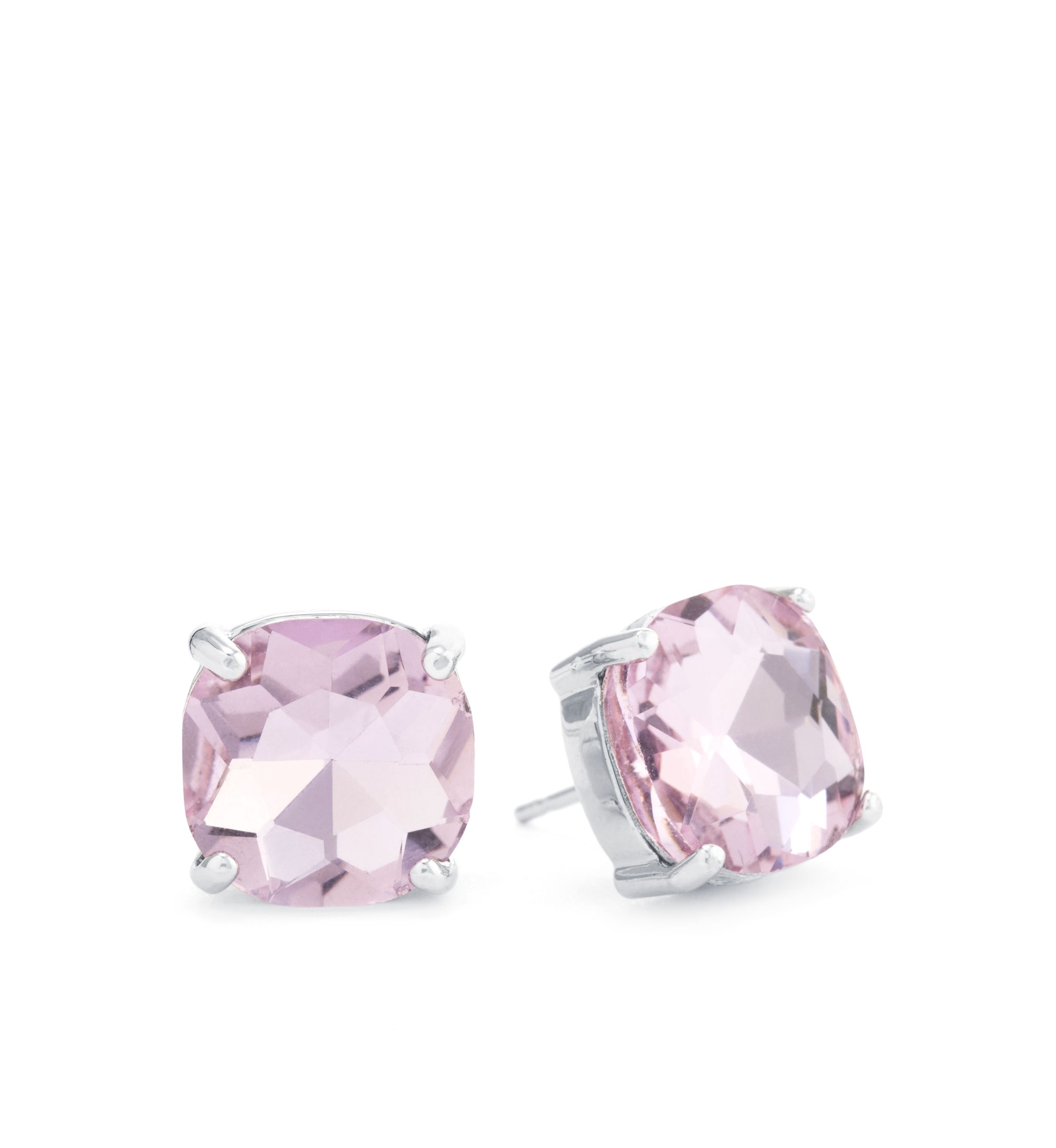 Silver-Plated Light Pink Crystal Stud Earrings