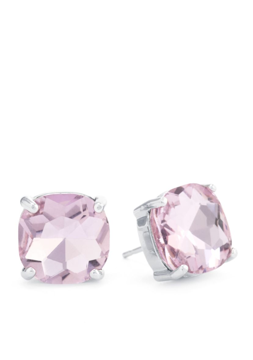 Silver-Plated Light Pink Crystal Stud Earrings
