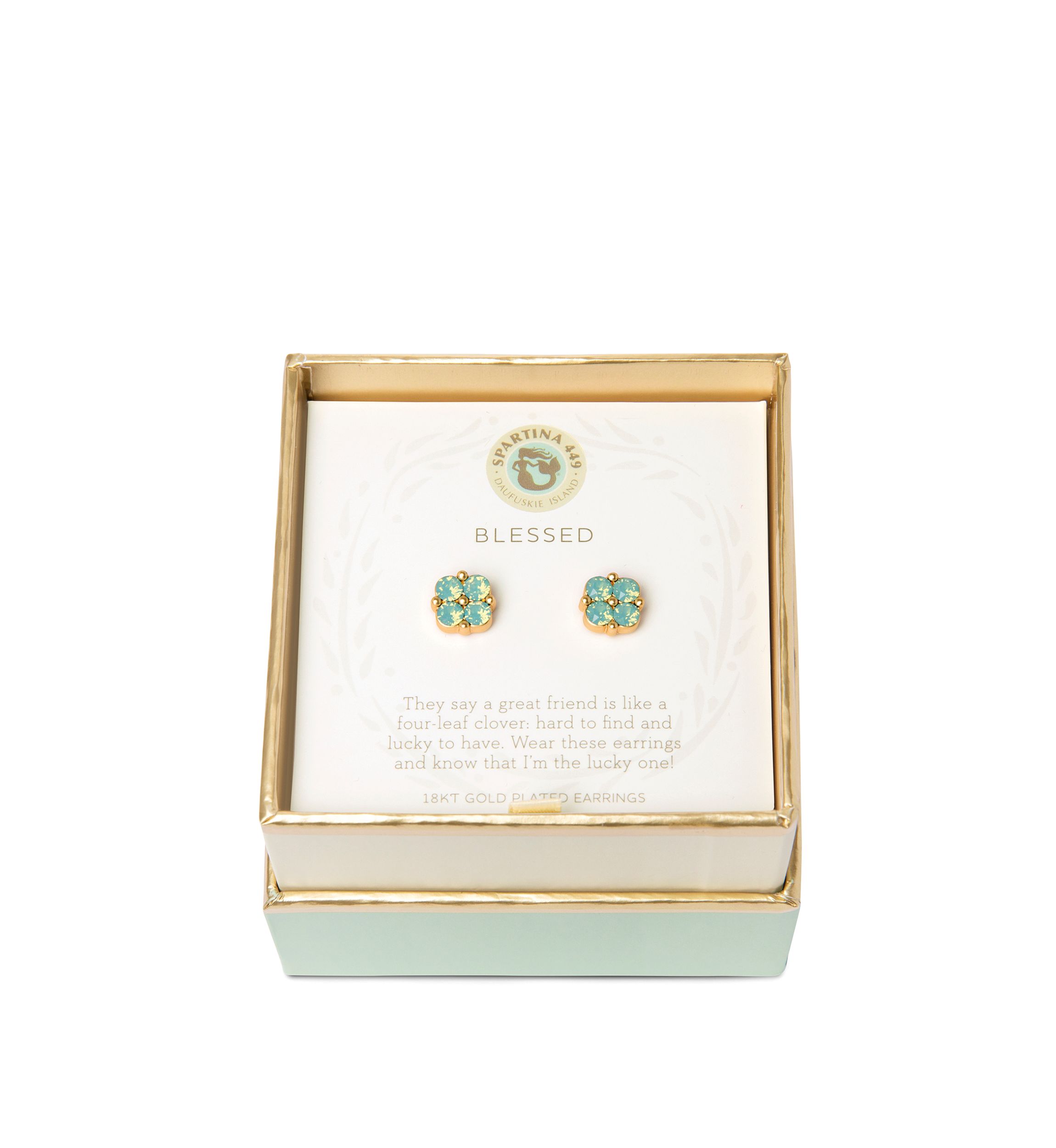   Blessed Sea Foam Clover Stud Earrings