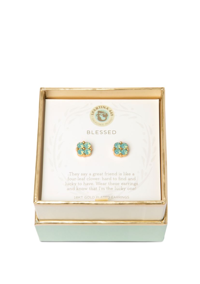   Blessed Sea Foam Clover Stud Earrings