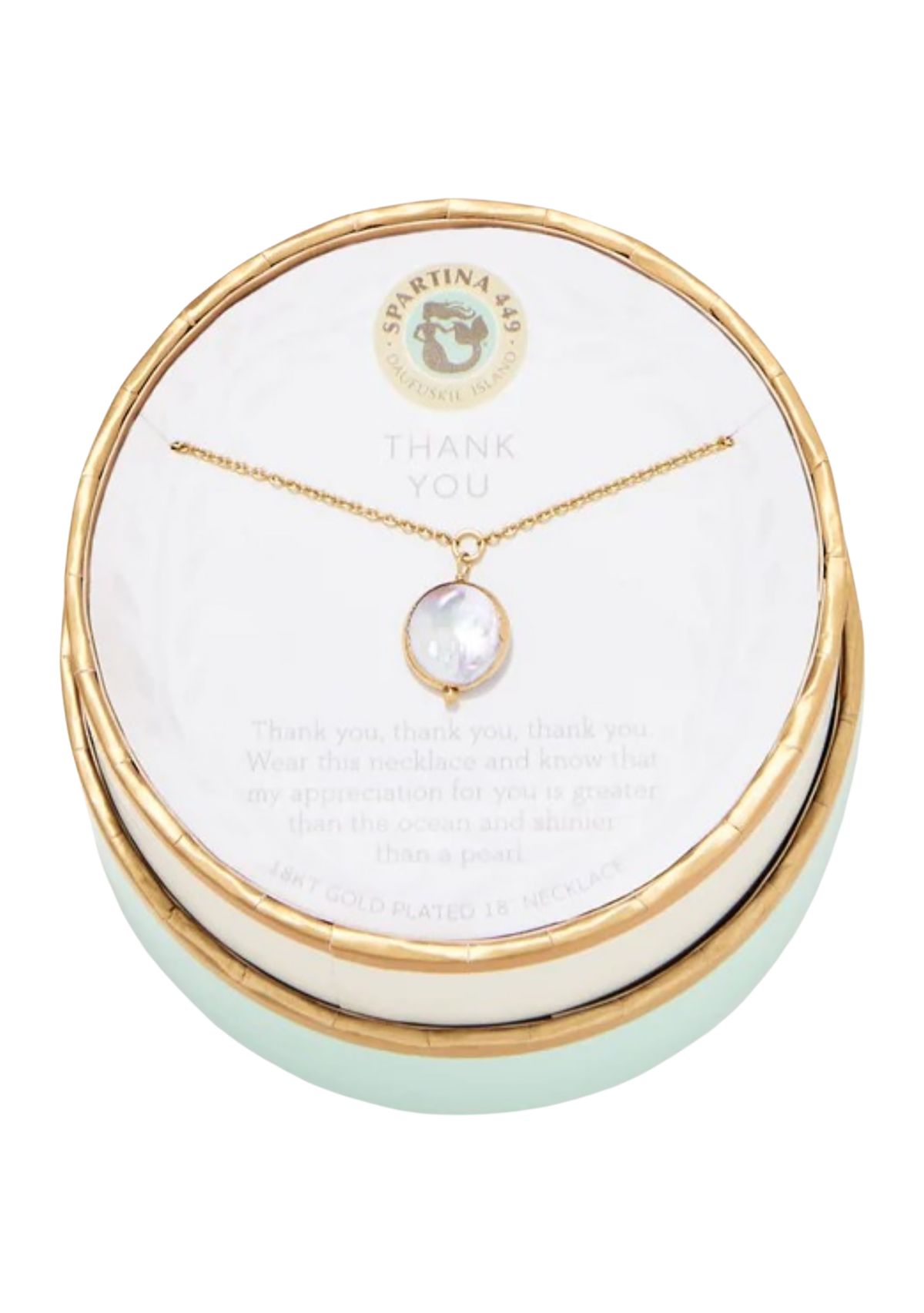 Thank You Coin Pearl Pendant Necklace