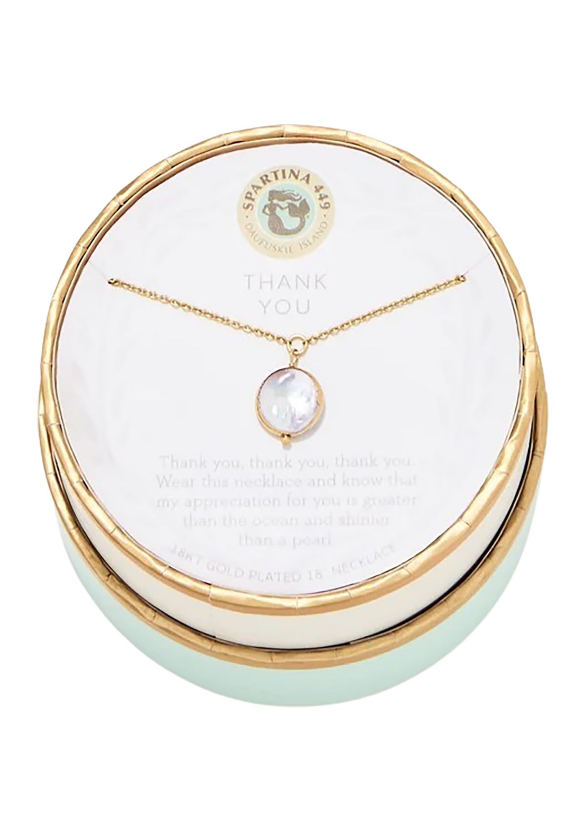 Thank You Coin Pearl Pendant Necklace
