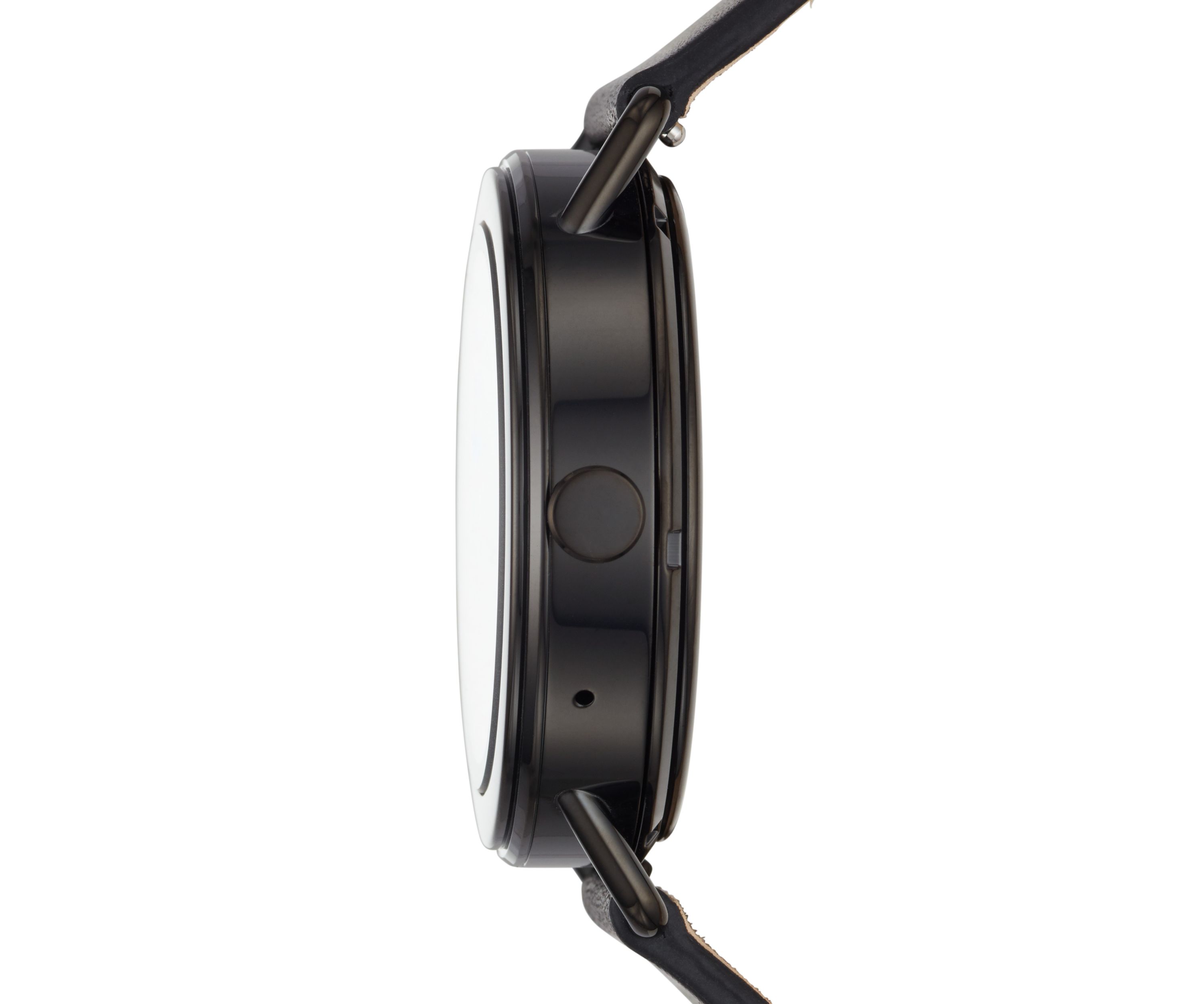 Mens Stainless Steel Faslter Leather Strap Smartwatch