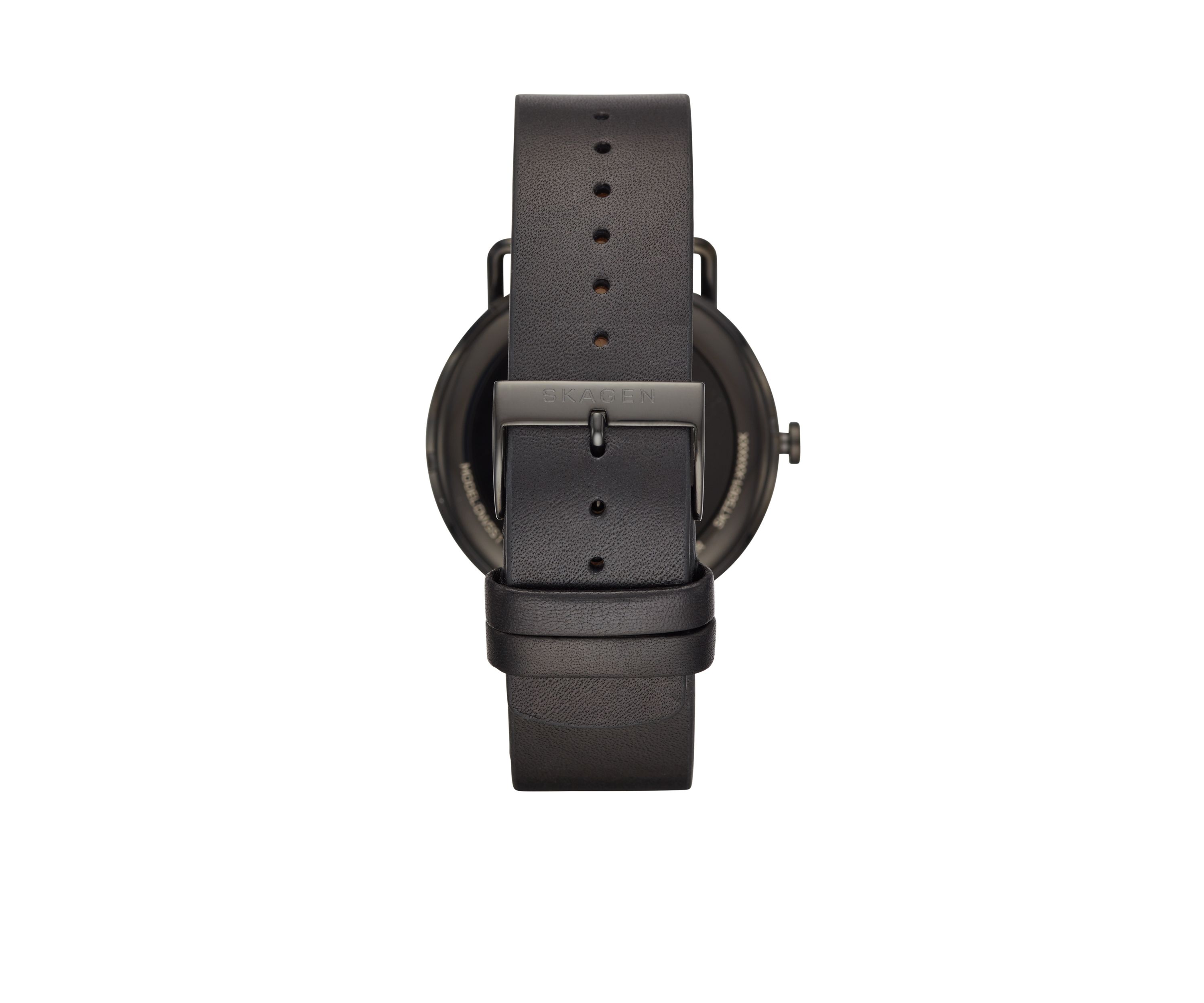 Mens Stainless Steel Faslter Leather Strap Smartwatch
