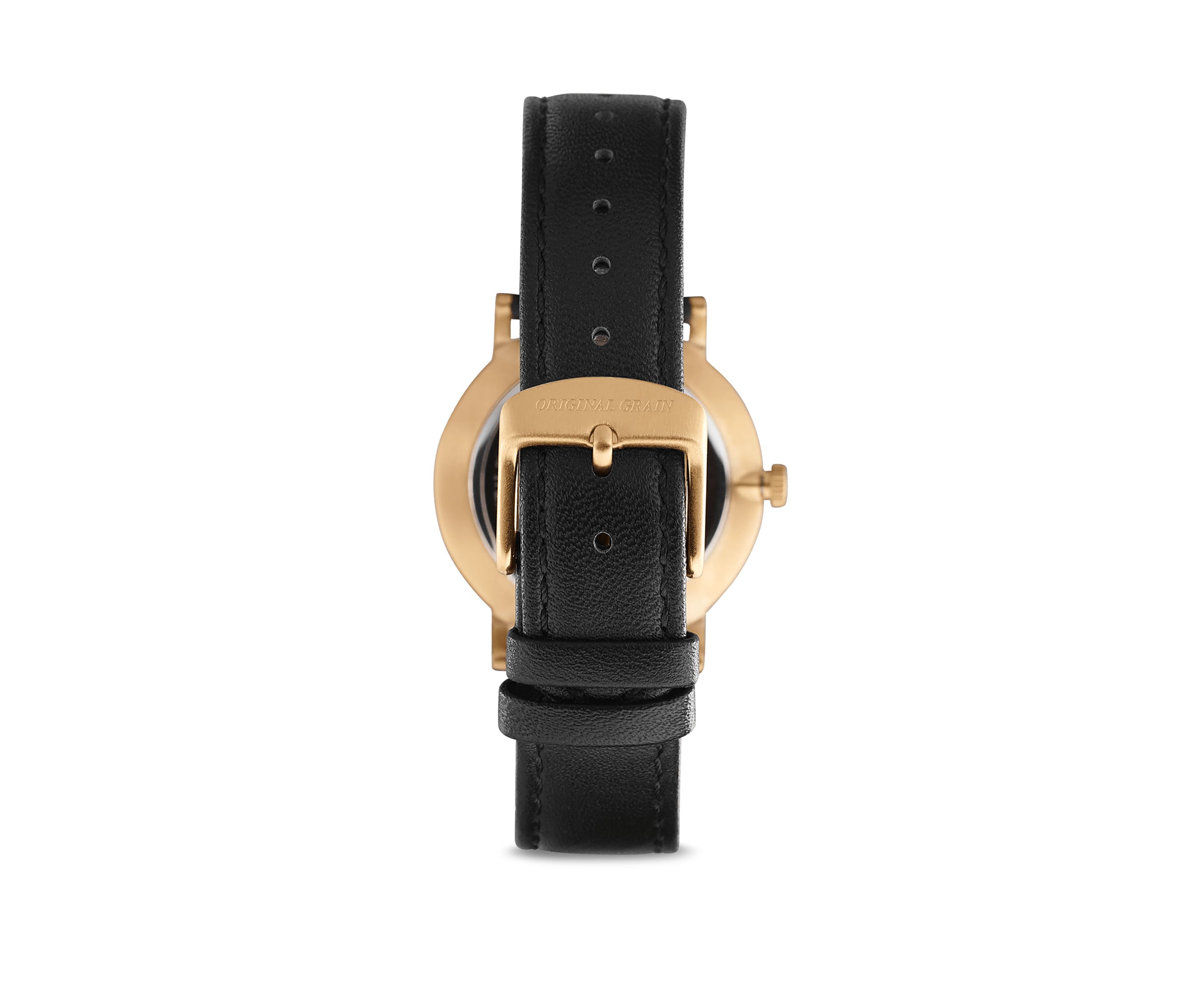 Gold Plated Modern Leather Strap Watch