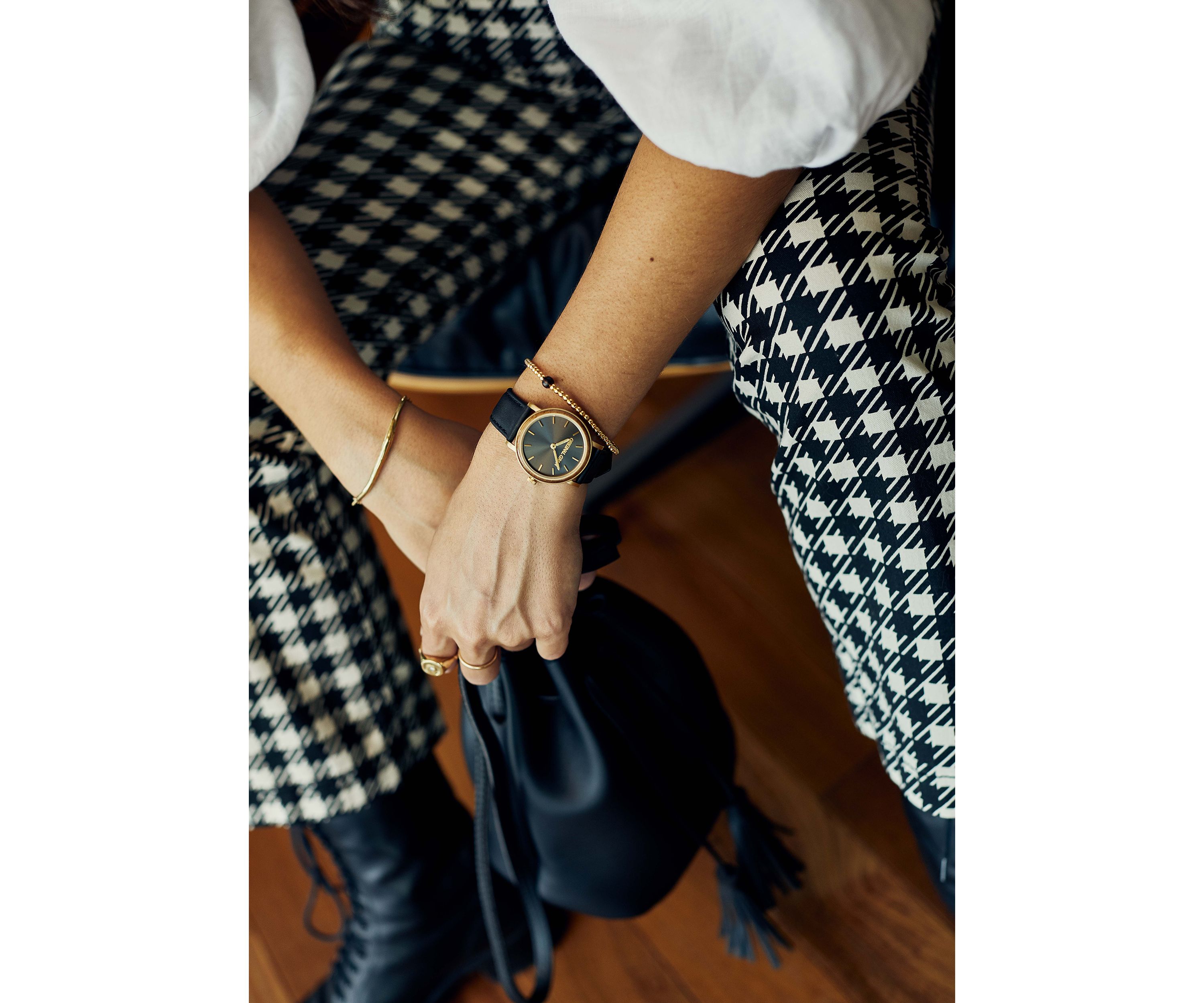 Gold Plated Modern Leather Strap Watch