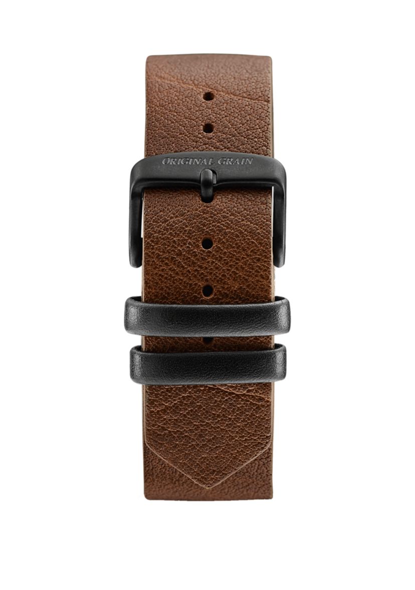 Stainless Steel Classic Matte Black Watch with Matte Black Steel Band and Extra Leather Bomber Strap