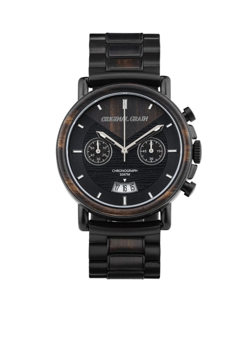 Mens Alterra Matte Black Ebony Wood Watch