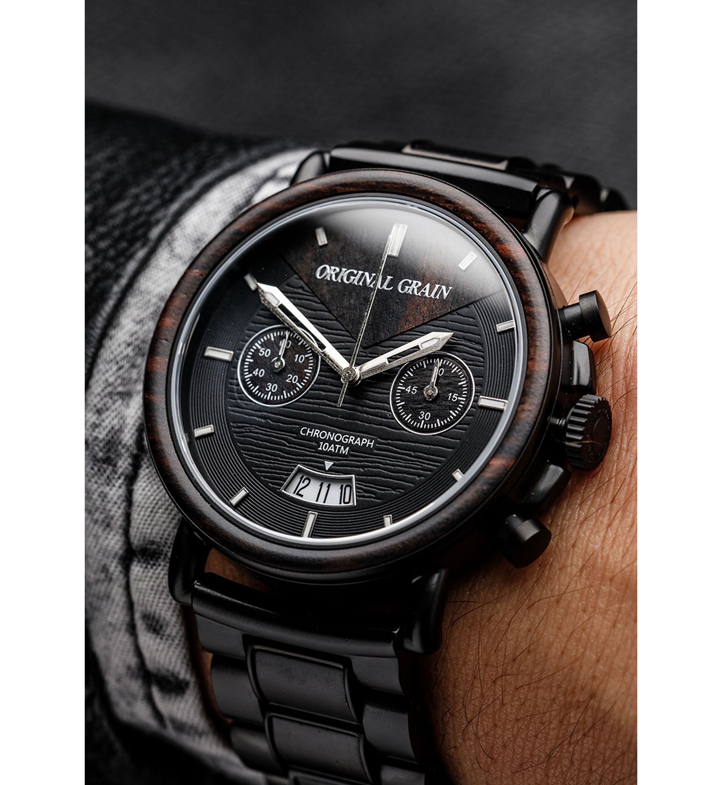 Mens Alterra Matte Black Ebony Wood Watch