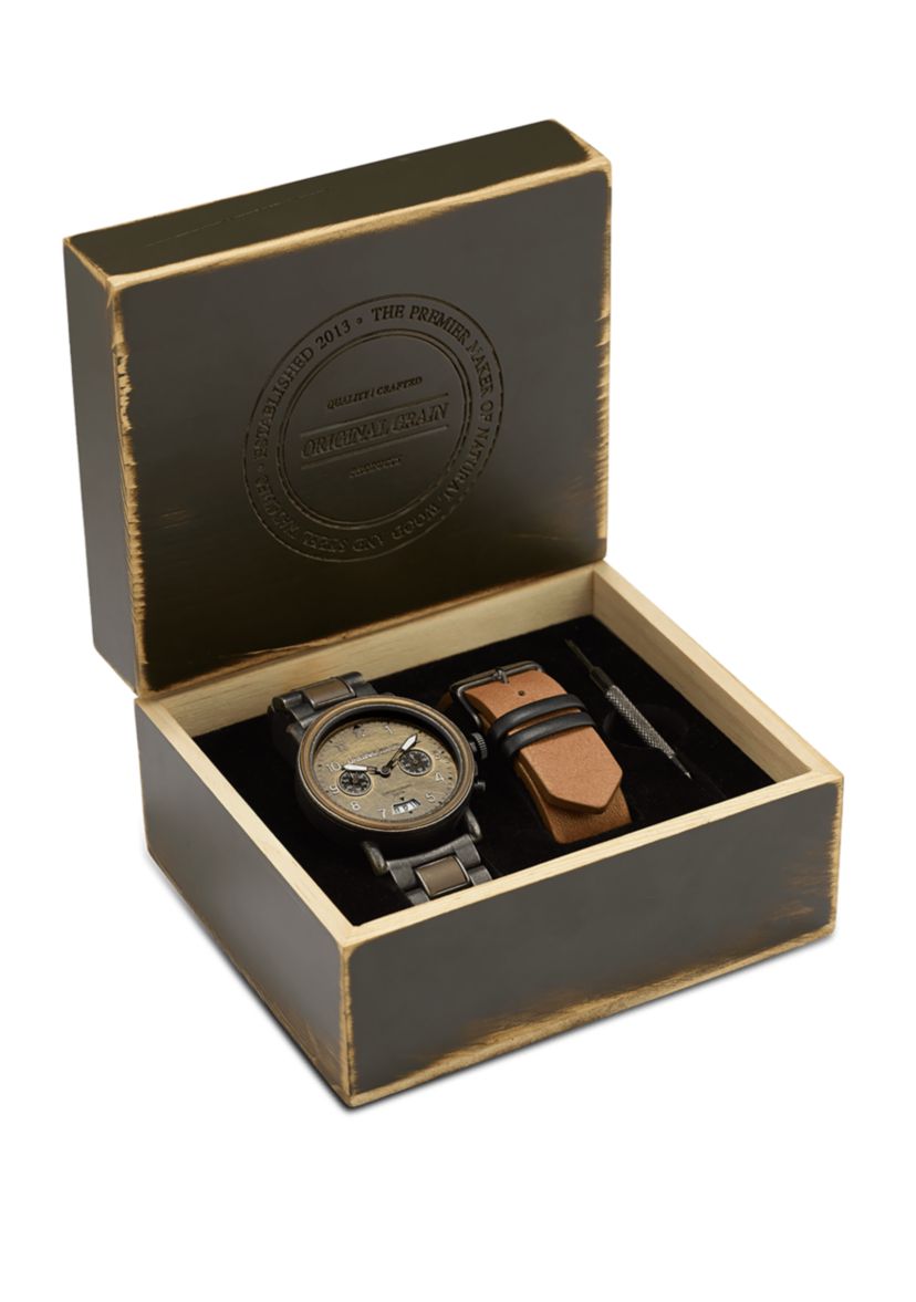 Chorono Stonewash Watch with Bomber Leather Band and Extra Strap
